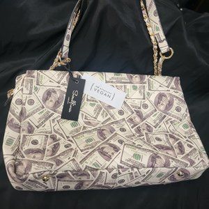 SOULFINA BRAND BAG, VEGAN APROVED, COLOR THE DRAWING OF THE 100 DOLLAR BILL